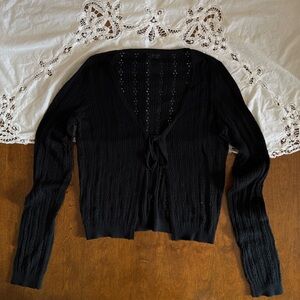Brandy Melville Black Pointelle Greta Cardigan